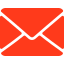 A simple red envelope icon with a white outline, representing email or a message.