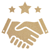 3 stars above hands shaking